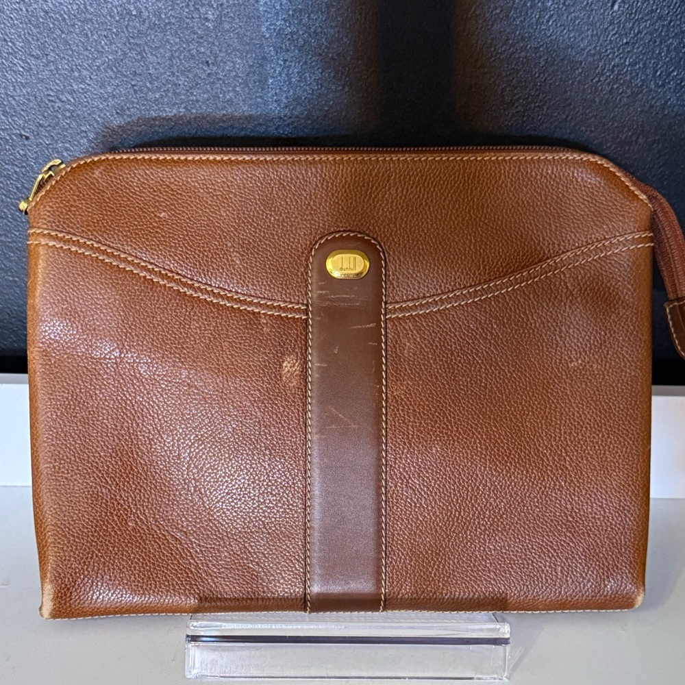 Dunhill Brown Leather Clutch with Elegant Design